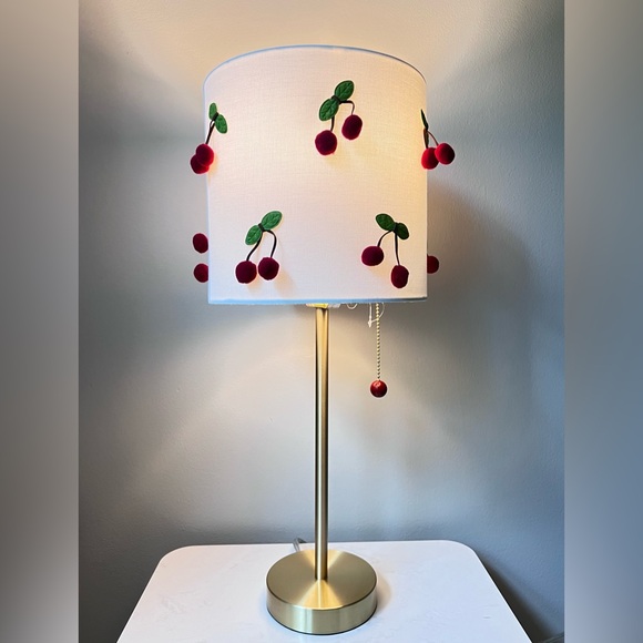 Karma Other - Karma Home Cherry Red Pom Pom Lamp Playful Festive Kitch Home Decor Lamp & Shade